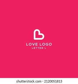 The letter L logo combined with the love symbol, for the use of the company's first name that has the symbol L.