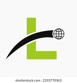 Letter L Logo Concept With Global World Icon Vector Template