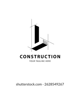 Logotipo de la letra L para la empresa de construcción y arquitectura. Ilustración vectorial de Plantilla de propiedades para su marca.