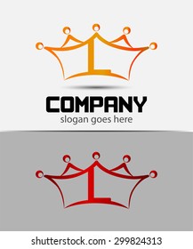 Letter l logo with crown icon design template elements 
