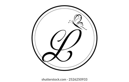 letter L logo design with butterfly illustration logo concept