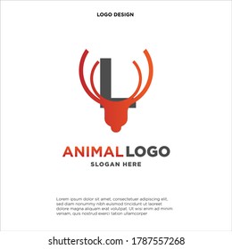 letter L logo. design a combination of letter a and deer antler illustration into a unique and simple logo L. with black, red, isolated white.brand for corporate and graphic design. modern template.