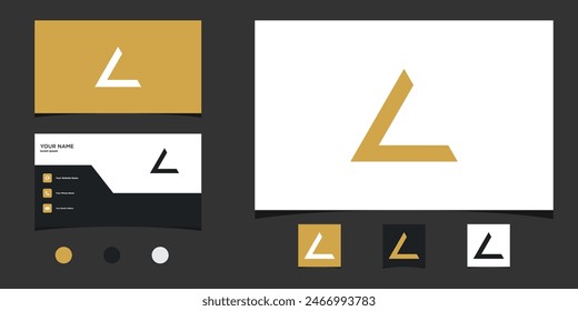 Letter L logo design with creative concept and business card. Premium Vector