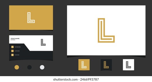 Letter L logo design with creative concept and business card. Premium Vector