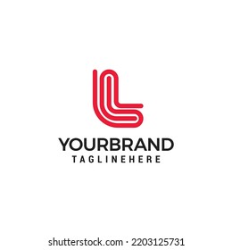 Logo-Design von Letter L mit eleganter und luxuriöser Rot-Linie