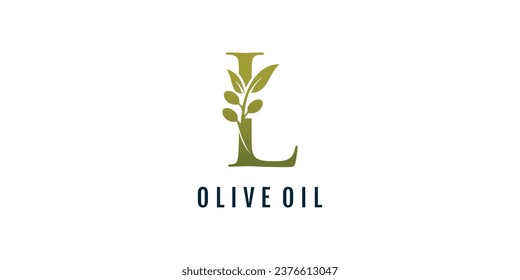 Letter L logo design element vector with olive concept