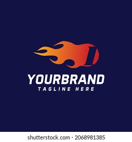 Letter L Logo Design with Fire. Fire Logo Letters Concept Vector.
