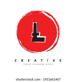 Letter L Logo Design With Japanese Style Vector Illustration