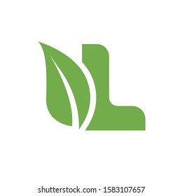 letter l logo design with leaf