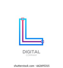 Letter L Logo Design, Linked shape square, Technology and digital, Connection vector logotype