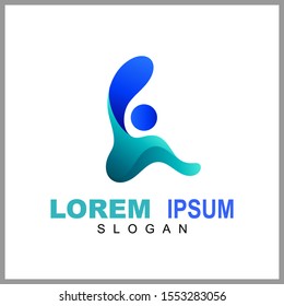 Letter L Logo Design With People Shape. Logo Concept Of Initial Letter Combination With Human Icon. Unique Lettermark Symbol