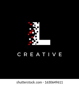 Letter L logo design template with with debris effect
