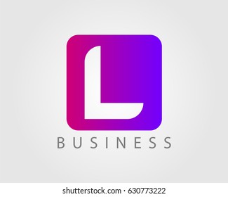 Letter L logo design template with square