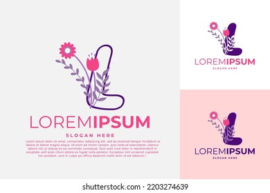 letter L logo design vector template illustration with flowers