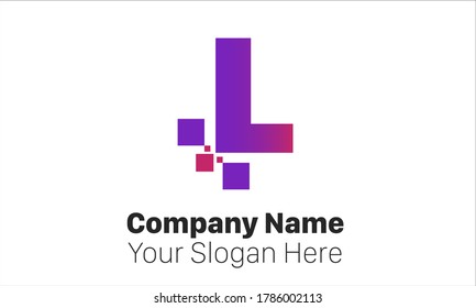 Letter L logo Digital Pixel concept  template 