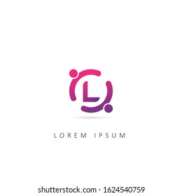 Letter L Logo With Dot Element. Design Vector People Logo Template