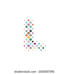 Letter L logo. Dots logo, dotted shape logotype vector design. colorful L letter logo in halftone dots style