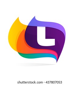 Letter L logo in feather or flags icon. Colorful vector design for banner, presentation, web page, app icon, card, labels or posters.
