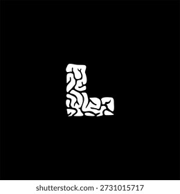 Logotipo de la letra L con una textura cerebral o silueta. Vector de Profesional para educación, consultoría, salud mental y tecnología inteligente.