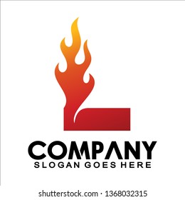 Letter L logo with fire flame shape, emblem, design concept, creative symbol, icon business or corporate