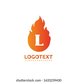 Letter L logo with fire flame shape,design concept, creative symbol, icon business or corporate