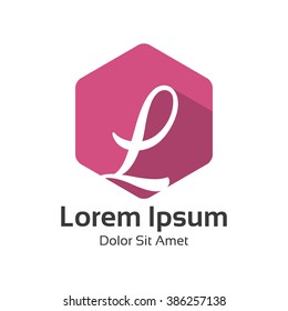 Letter L logo flat long shadow design vector. Hexagonal flat design of letter L logo vector template.