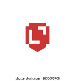 letter l logo in a geometric shield shape with an up arrow