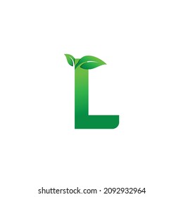 letter L logo green leaf motif