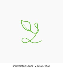 Letter l logo with green leaf illustration leaves icon vector set isolated on white background.