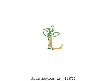 Letter L logo with green leaves – eco-friendly, organic, and nature-inspired design for sustainable branding

