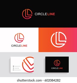 Letter L logo icon circle sign vector design with brand business card.