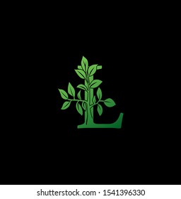 Letter L logo icon. Creative vector logo icon design concept green nature floral tree ornament with letter L for business or company identity. 