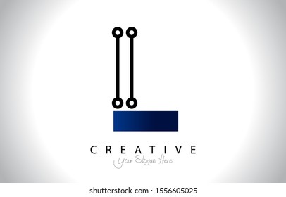 Letter L Logo Icon Design With Circuit Shape. Initial L logo design minimal clean and simple.