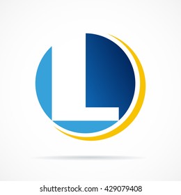 Letter L logo icon design template elements on shape circle