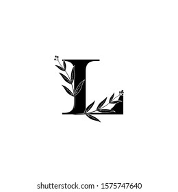 Letter L logo icon, Monogram vintage design concept floral leaves and flowers with letter L for initial, luxuries business, hotel, wedding service and more brand identity.