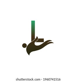 Letter L logo icon with people hand design symbol template vector