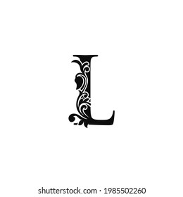 Letter L Logo Icon Template. Black and white vector design swirl ornate  elegant decorative style.