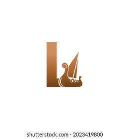 Letter L with logo icon viking sailboat design template illustration