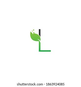 Letra L logo hoja de diseño de icono digital vector