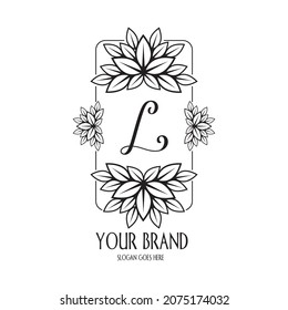 letter L logo and leaf frame. initial L logo with premium leaf frame.
suitable for initial logos of beauty, health, beauty products, salons and others,