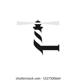 Letter L Logo. Light House Symbol. Direction Icon. Vector Illustration.