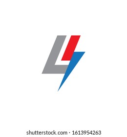 letter l logo with lightning electric element template