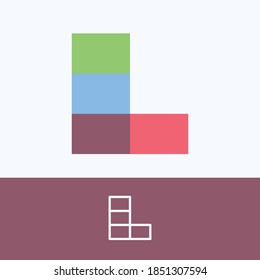 Letter L logo made of block pattern with pretty dim colors. Vector template perfect to use in a cute corporate identity, greeting packaging, wedding posters, clothes design, and others. 