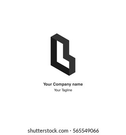 Letter L logo monogram, negative space black and white design element