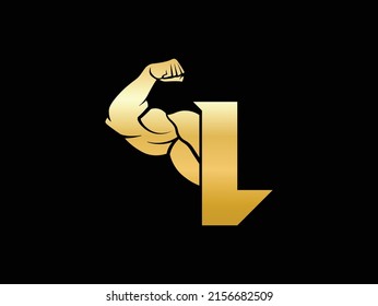 Letter L Logo With muscular shape. Fitness Gym logo.