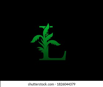 Letter L logo Nature concept, Abstract green tree and leaf symbol, initials L icon natural design Stock Vector