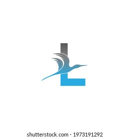 Letter L logo with pelican bird icon design vector