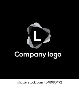 Letter L logo in Play button icon. Rounded triangle  icon.  Vector design element suitable for social media, app icon, corporate identity, card, labels or posters. Triangle sign (symbol, logo element)