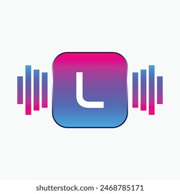 letter L Logo with Pulse music player element. Logo template electronic music, equalizer, dj, nightclub, disco. Audio wave logo concept, Multimedia