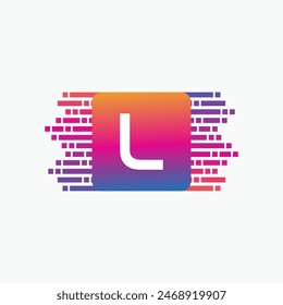 letter L Logo with Pulse music player element. Logo template electronic music, equalizer, dj, nightclub, disco. Audio wave logo concept, Multimedia